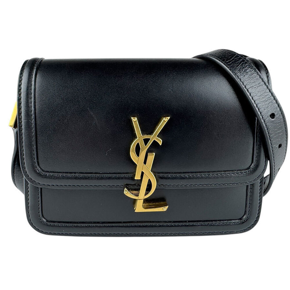 Saint Laurent Solferino Leather Shoulder Bag Black